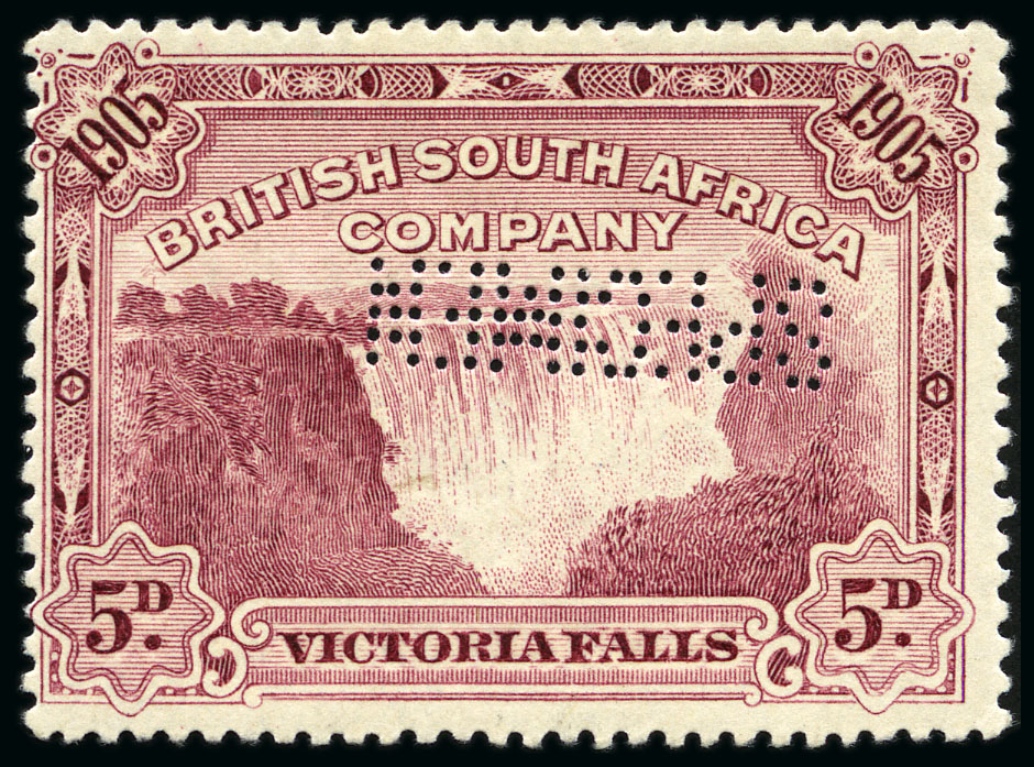 Stamps perforated SPECIMEN - Rhodesia 1905 Opening of Victoria Falls Bridge 5d